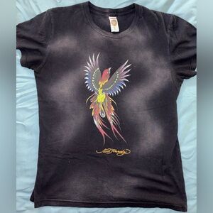 Ed Hardy by Christian Audigier Vintage Phoenix Dark Gray T-Shirt size Large